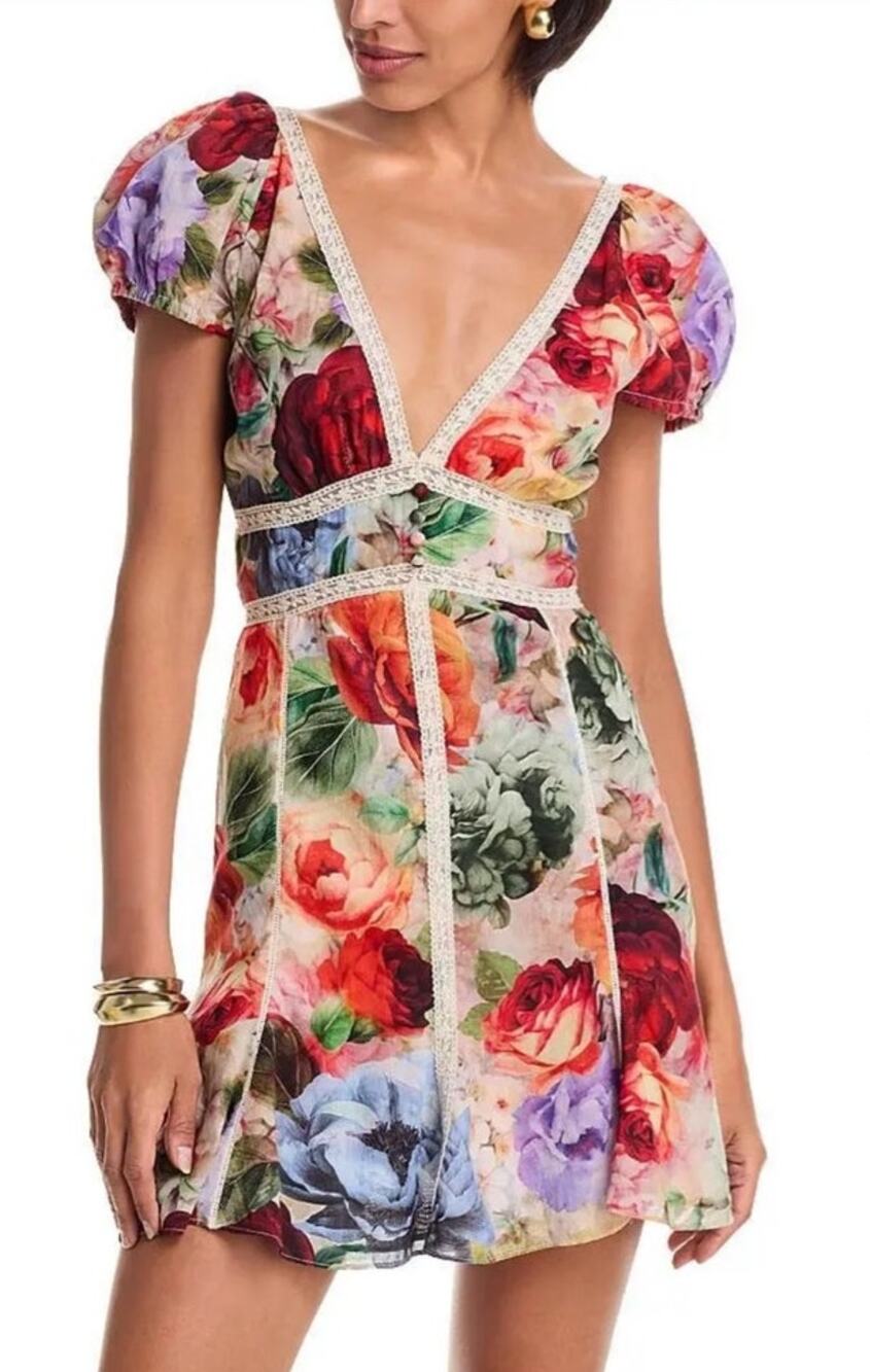 Alice + Olivia Storm Floral Print Lace Minidress